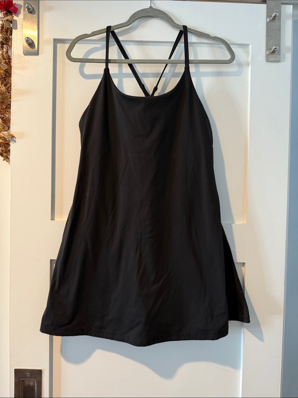 Nicole Miller Black Mini Tennis Dress with Crisscross Straps and built in shorts